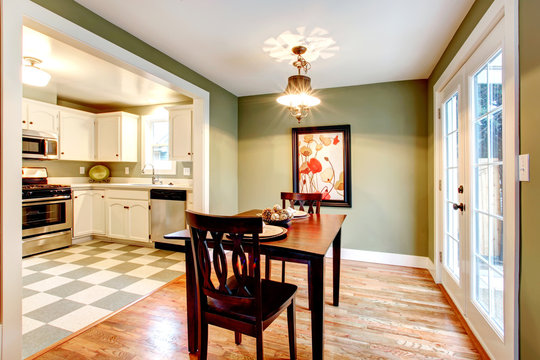 Rectangle olive tones dining room