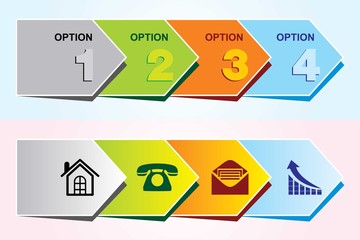 one, two, three, four options - Vector graphic design