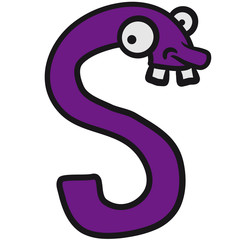 Buchstabe S Lustig Gesicht Frech Monster