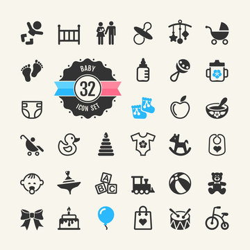 Web icon set. Baby, toys and care