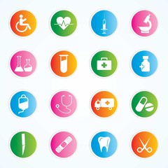 Medical Icons On Colorful Buttons Eps-10