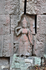 Apsara Statues  at Preah Khan Temple in  Cambodia