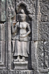 Apsara dancer at the bas-relief of Banteay Kdei Temple Cambodia.
