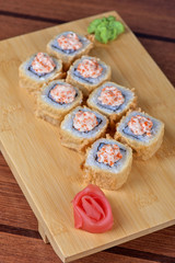 cream cheese and tobico sushi roll