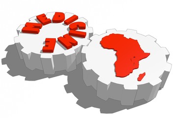 medicine text and africa continet on gears