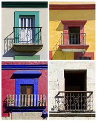 set of colorful balconies in Oaxaca, Mexico - 62155866