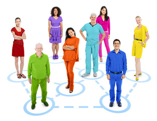Obraz premium Group of Multiethnic Colorful World People that are Connected
