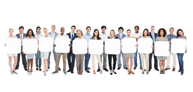 Group of Business World People Holding Blank Boards