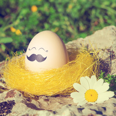 Retro style Easter egg with mustache