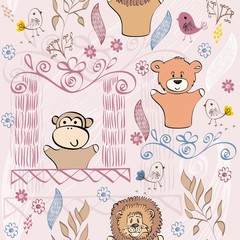 Hand puppet of dolls in puppet theater