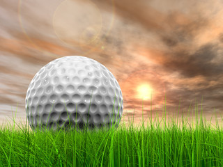 Sunset sky and a golf ball