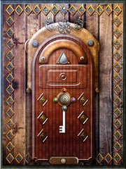Gordijnen Gothic door with a mysterious key © Rosario Rizzo