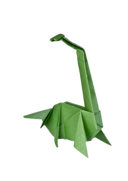 Origami. Paper figures of dinosaurs
