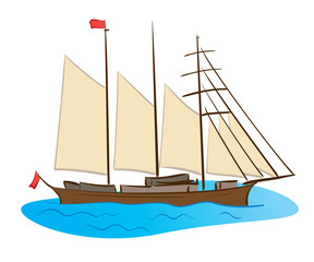 color sailing ship - vector
