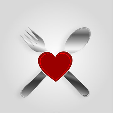 Restaurant menu design with a red heart