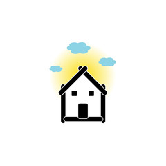 Real estate logo- house with sky and bright sun
