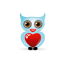 Pretty owl with a red heart