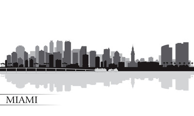 Miami city skyline silhouette background - obrazy, fototapety, plakaty