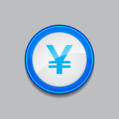 Obraz premium Yen Currency Sign Circular Vector Blue Web Icon Button