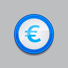 Euro Currency Sign Circular Vector Blue Web Icon Button
