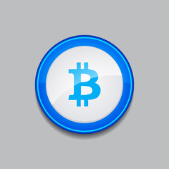 Bit Coin Currency Sign Circular Vector Blue Web Icon Button