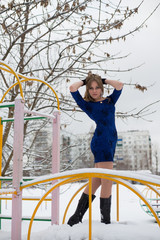 Fototapeta premium Young beautiful girl on a walk in the country