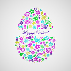 Easter egg consisting of multicolored flowers