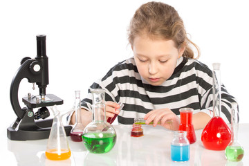 teenager in chemistry class, chemistry lesson