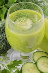 Fresh green vegetable juice - detox, weight loss concept