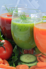 Fresh vegetable juices - detox, weight loss concept