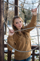 Young beautiful girl on a walk in the country