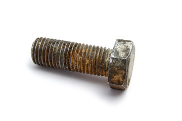 Rusty bolt isolated on white