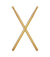 Crossed pair of wooden drumsticks