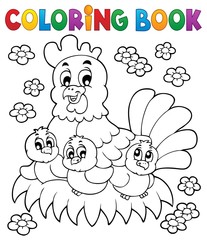 Coloring book chicken theme 1