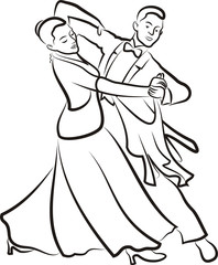 ballroom dancing - outlines of couple