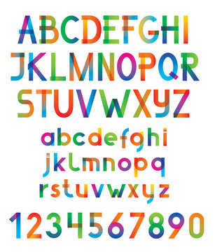 Colorful vector font and numbers.