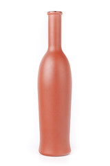 Clay bottle isolated on white