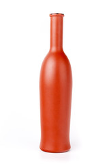 Clay bottle isolated on white