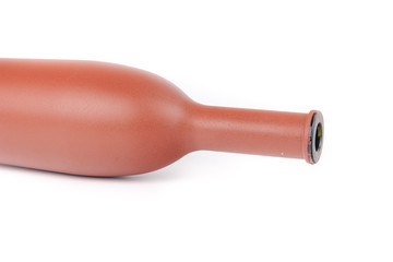 Clay bottle isolated on white