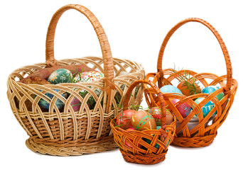 Fototapeta na wymiar Three Easter baskets