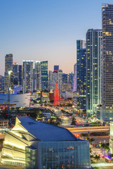 Vertical view of Miami downtown - obrazy, fototapety, plakaty