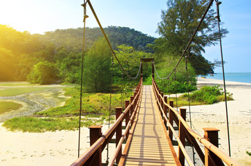 Suspension bridge in the National Park Penang - obrazy, fototapety, plakaty