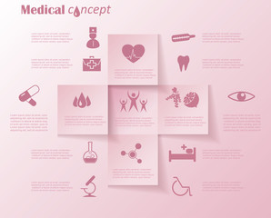 Abstract concept of medicine with  medical and healthcare icons