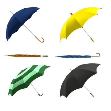 realistic 3d render of umbrellas