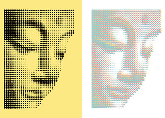 Buddha's face raster halftone mode