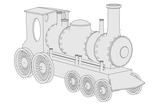cartoon image of old train