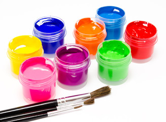 Gouache paint brush isolated on a white