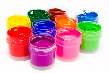 Gouache paint isolated on a white