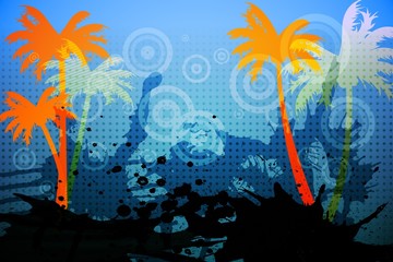 Digitally generated palm tree background