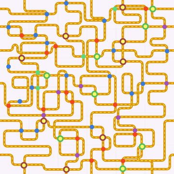 public transport or tube map (fictional), seamless pattern, vect